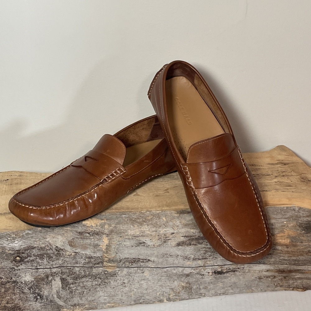 Cole Haan Tan Leather Slip-On Loafers
